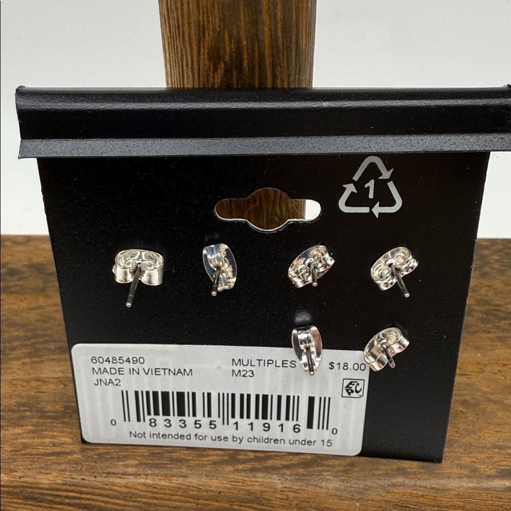 NWT Napier Silver Tone Round Stud Earrings with Colorful Simulated Crystals - Picture 2 of 3